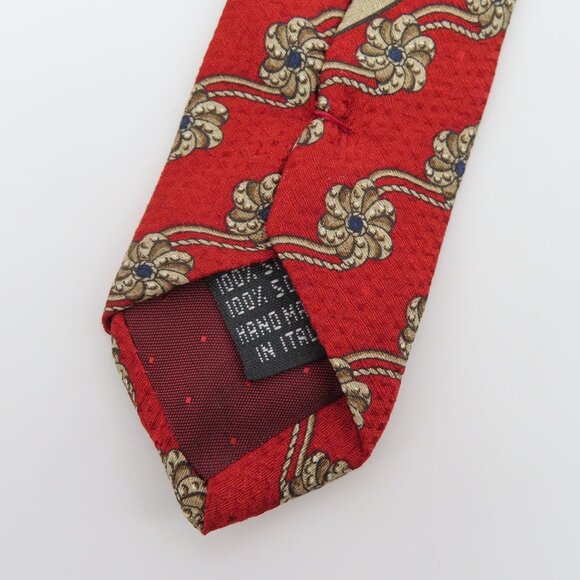 VTG Valentino Cravatte Red Floral Swirl Necktie Tie All Silk Made in Italy Men - Picture 6 of 8
